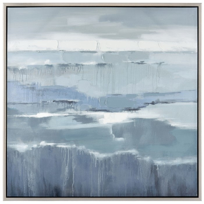 Shades Of Blue Canvas Framed Painting 40"W x 40"H