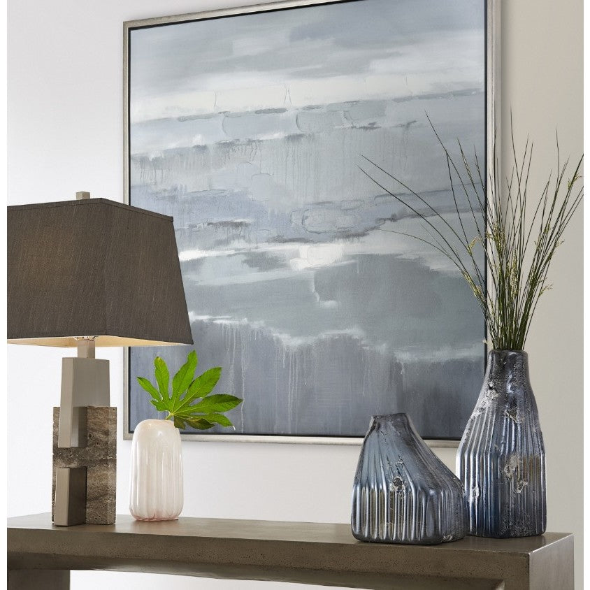 Shades Of Blue Canvas Framed Painting 40"W x 40"H