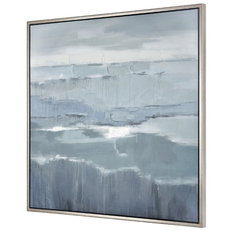 Shades Of Blue Canvas Framed Painting 40"W x 40"H