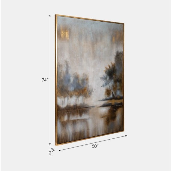 Blue Abstract Trees Framed Painting 50"W x 74"H