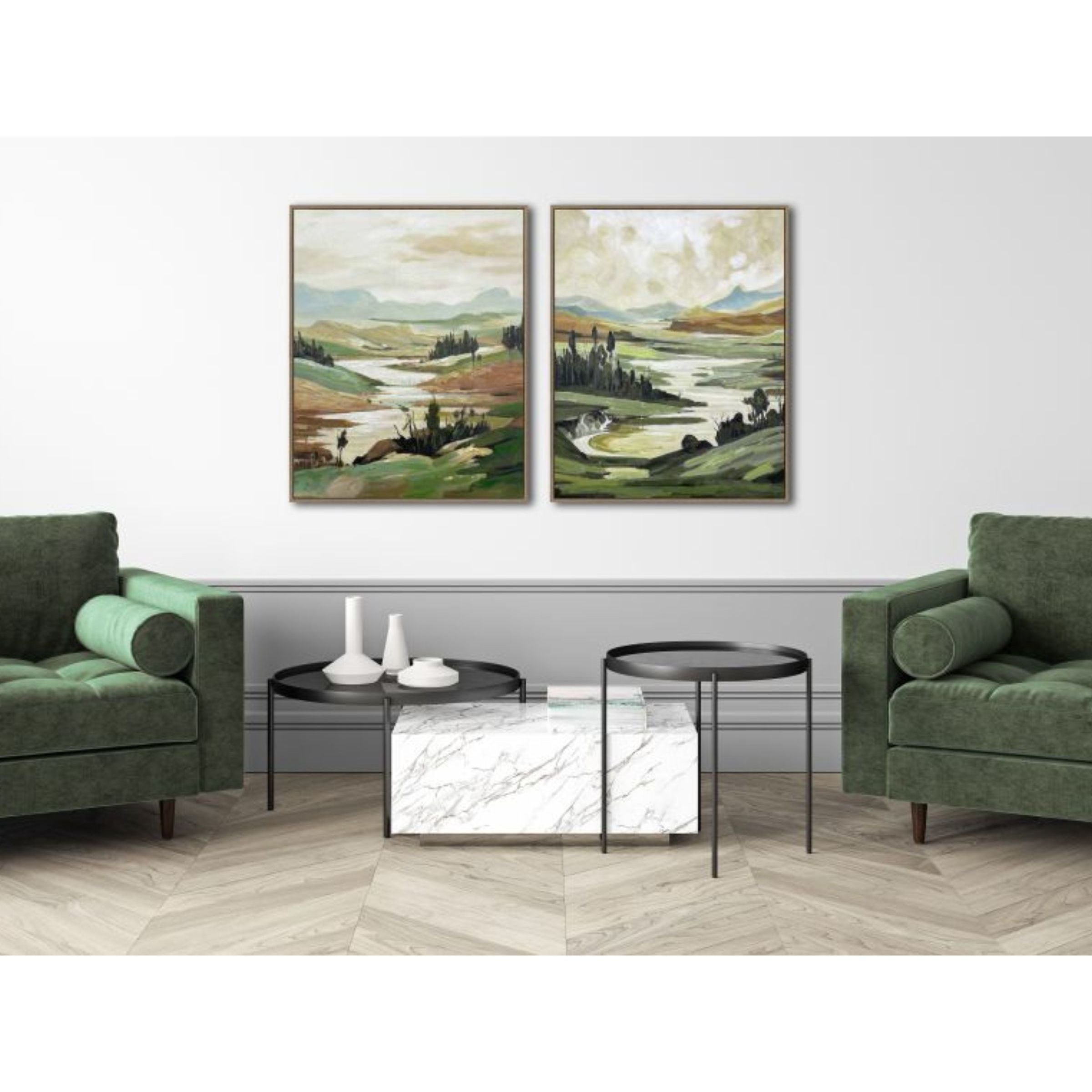 Hills II Hand Embellished Framed Canvas 24"W x 30"H Each