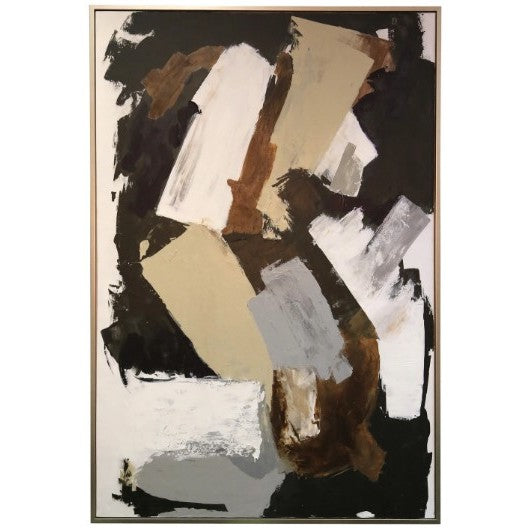 Black, Brown, and Grey Abstract Hand Painted Canvas Art 48"W x 72"H