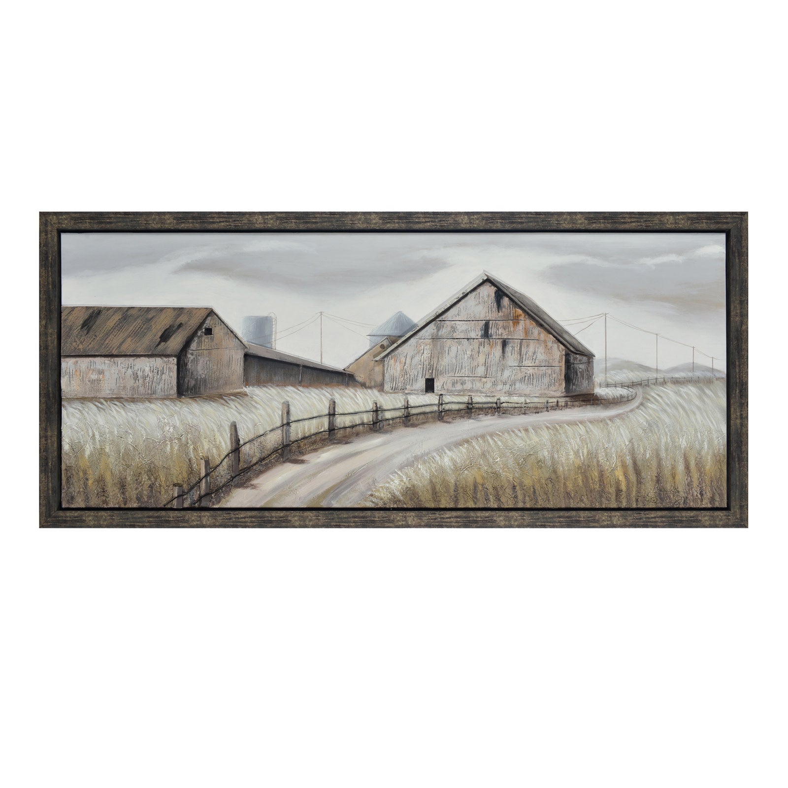 Old Farm Road Hand Painted Framed Canvas 71"W x 32"H