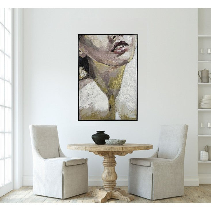Woman Portrait Hand Painted Framed Painting 32"W x 48"H
