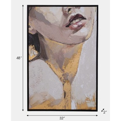 Woman Portrait Hand Painted Framed Painting 32"W x 48"H