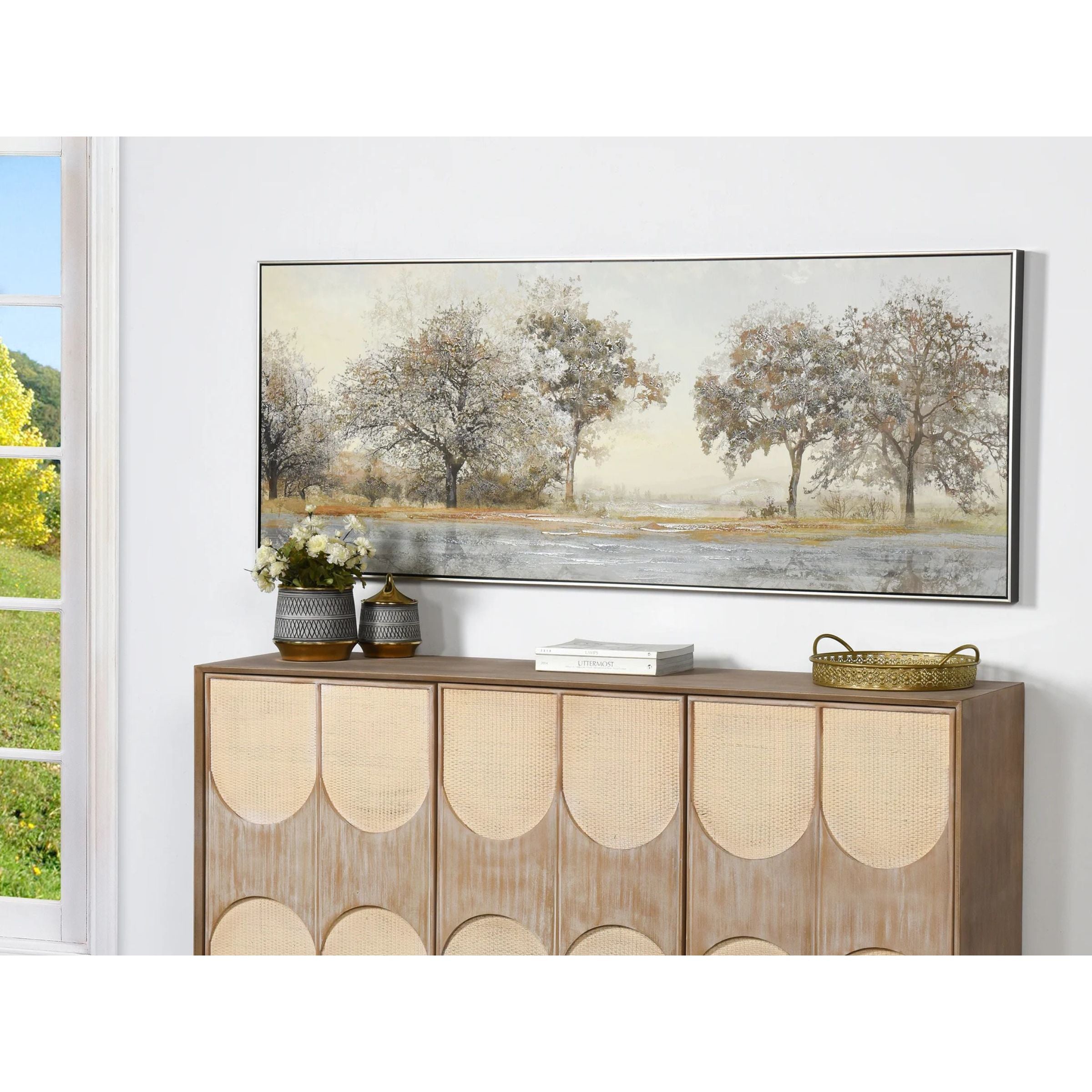 Trees On The Water Hand Painted Art 72"W x 28.5"H