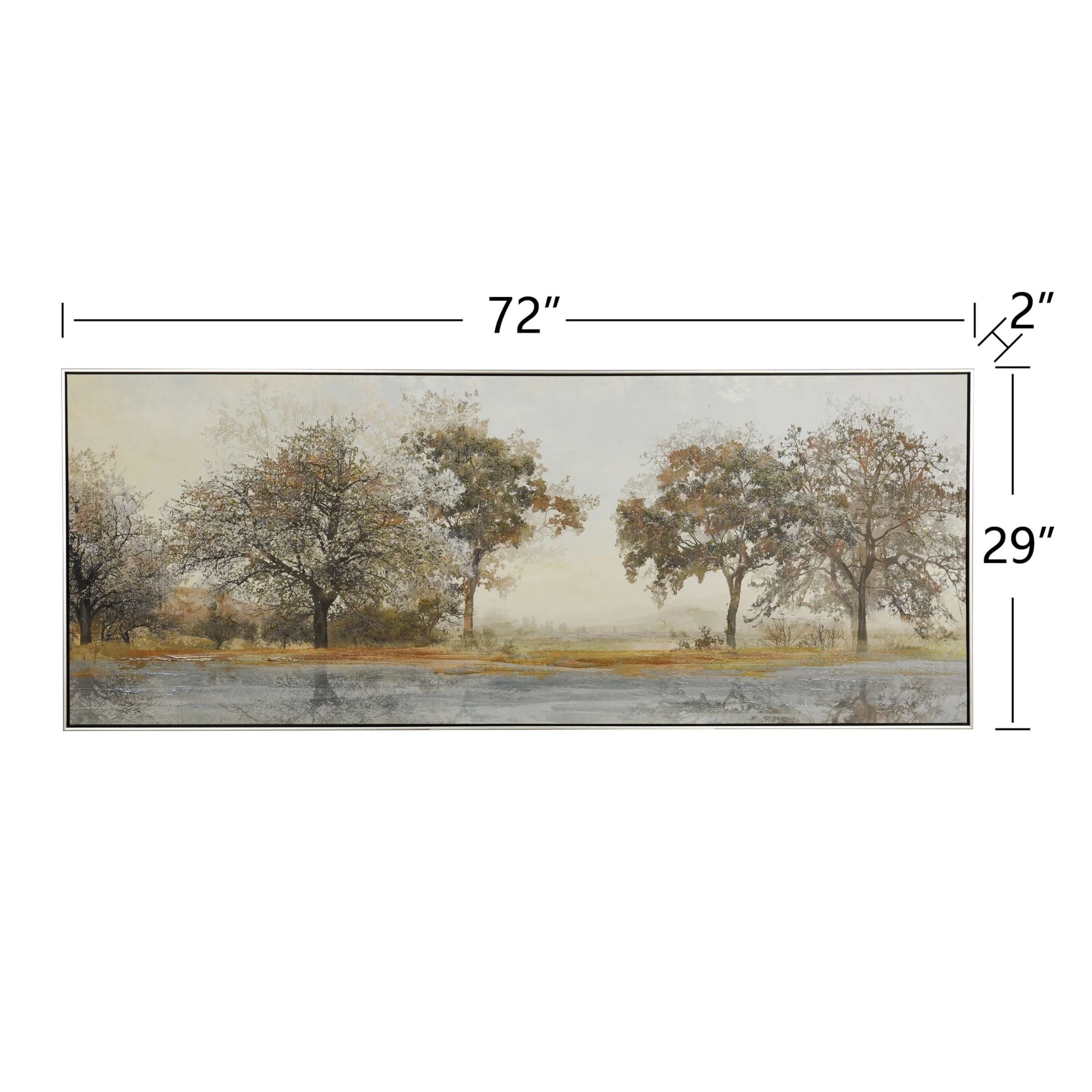 Trees On The Water Hand Painted Art 72"W x 28.5"H