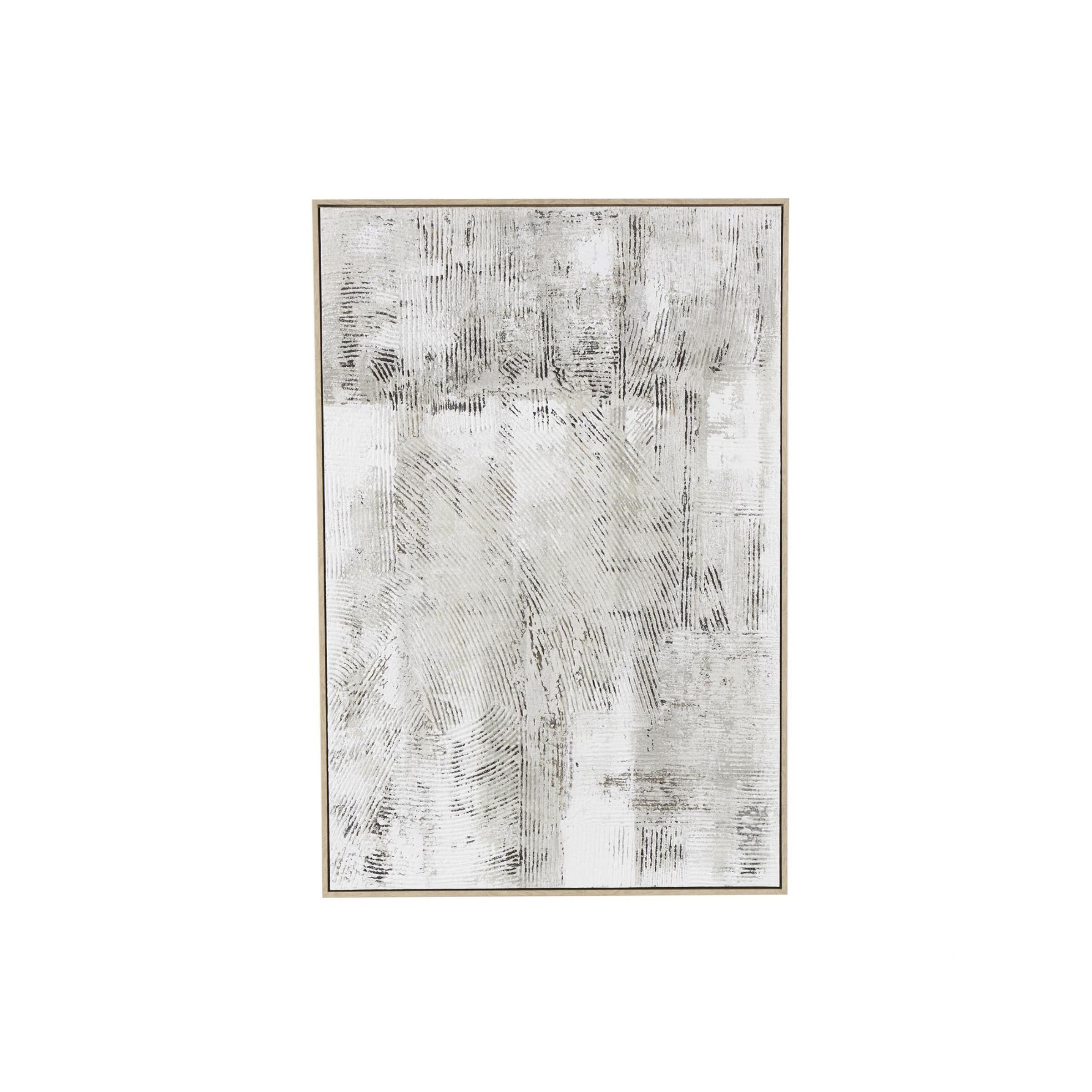 White, Tan, and Grey Abstract Framed Canvas Art 33"W x 49"H