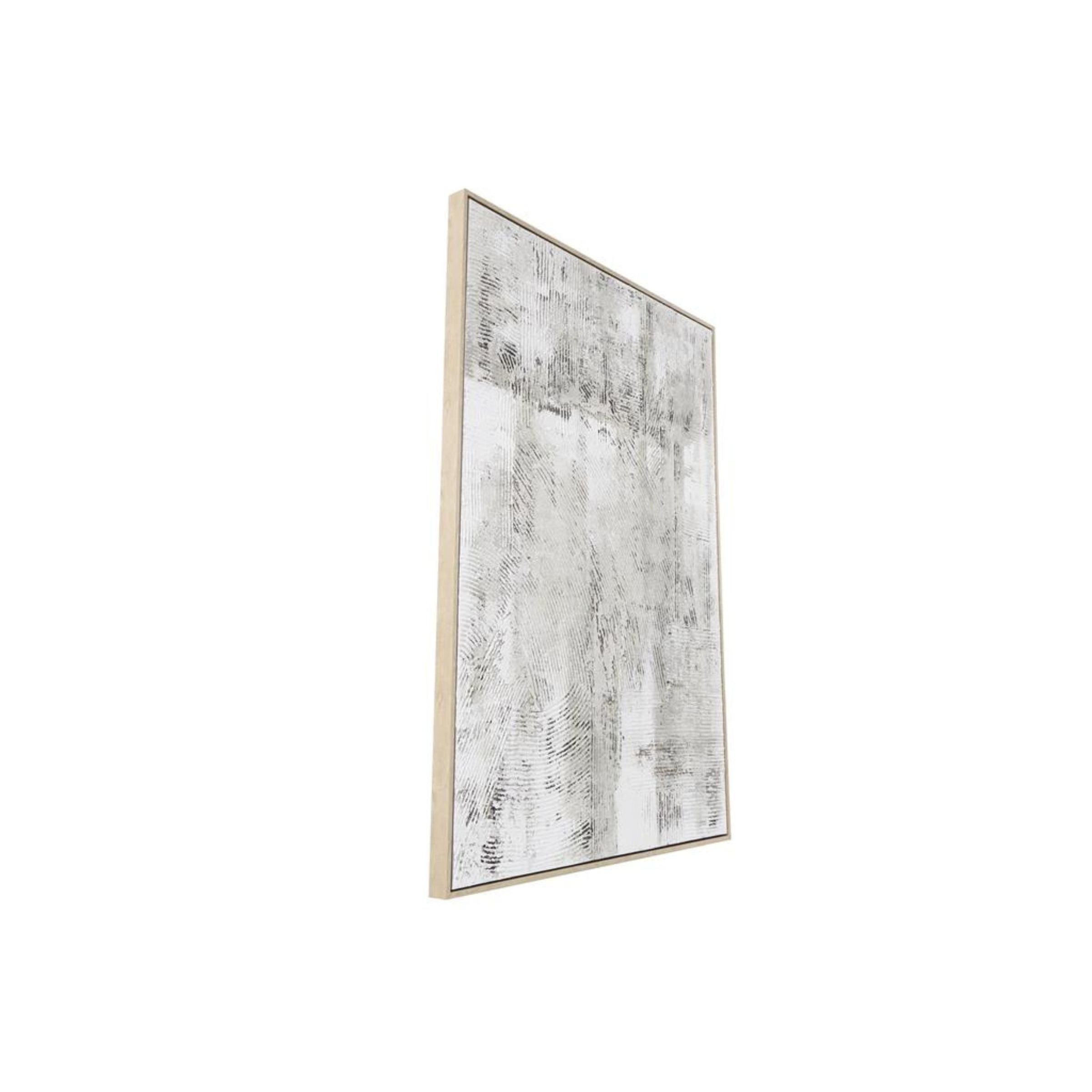 White, Tan, and Grey Abstract Framed Canvas Art 33"W x 49"H