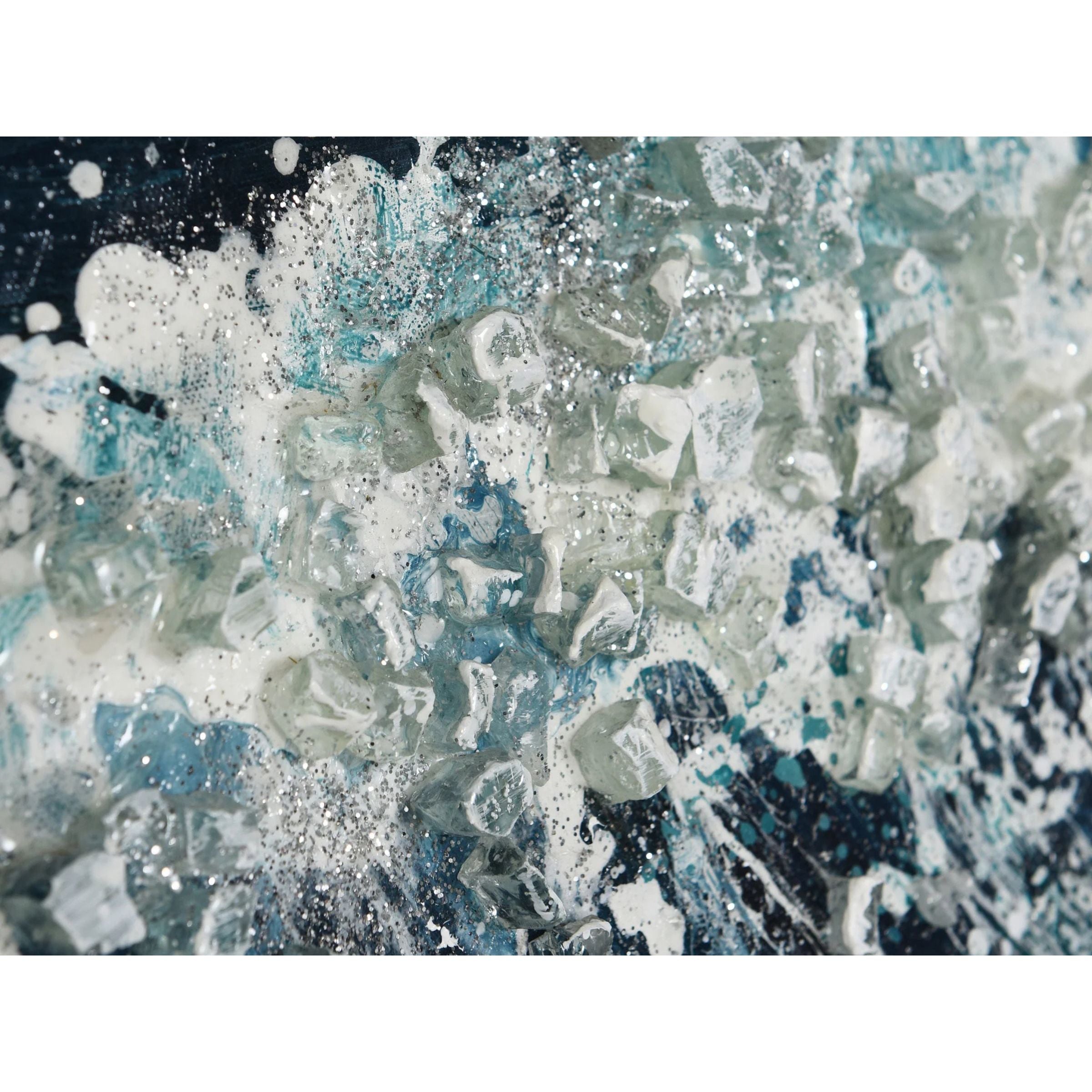 Blue Waves Hand Embellished Framed Canvas Art 62"W x 42"H