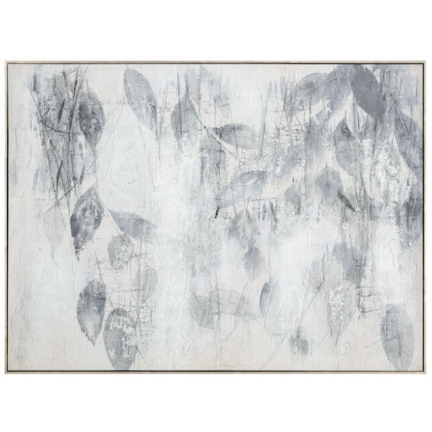 Black and White Abstract Leaves Framed Art 47.25"W x 25.5"H