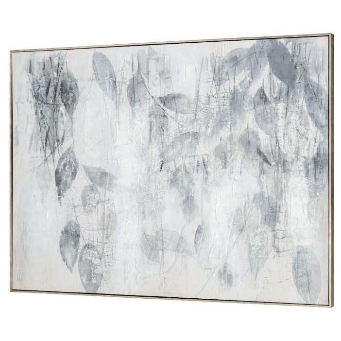 Black and White Abstract Leaves Framed Art 47.25"W x 25.5"H