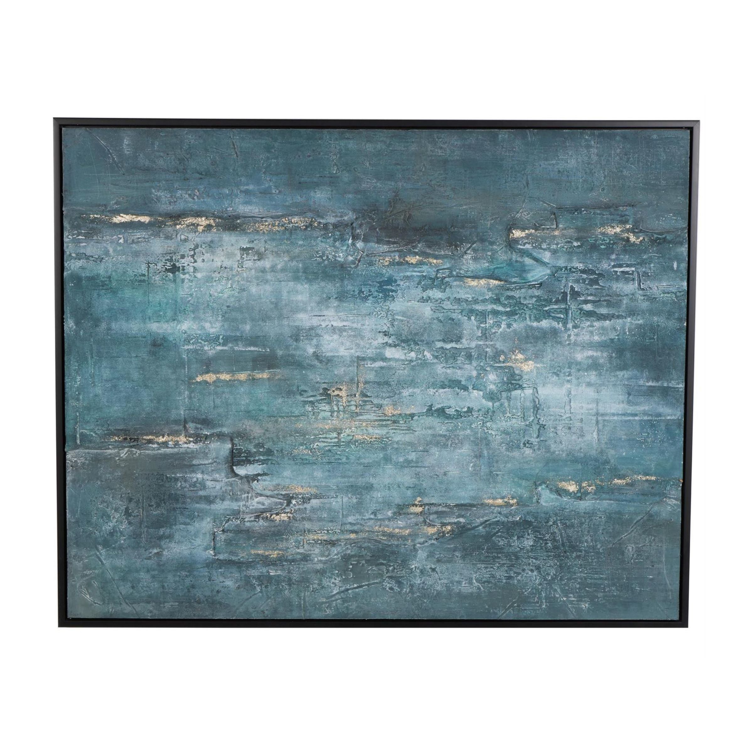 Blue Abstract Framed Canvas Art 47"W x 59"H