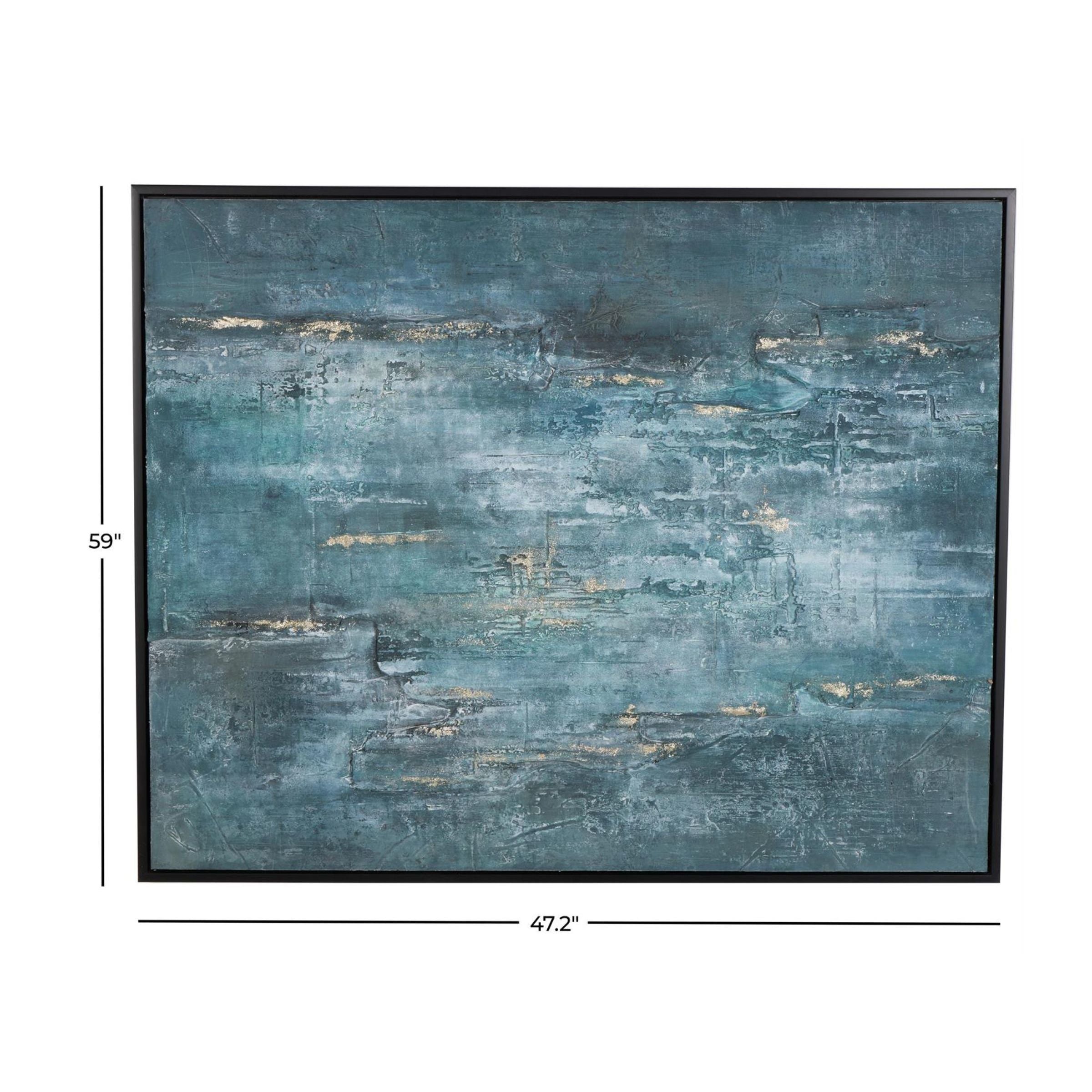 Blue Abstract Framed Canvas Art 47"W x 59"H