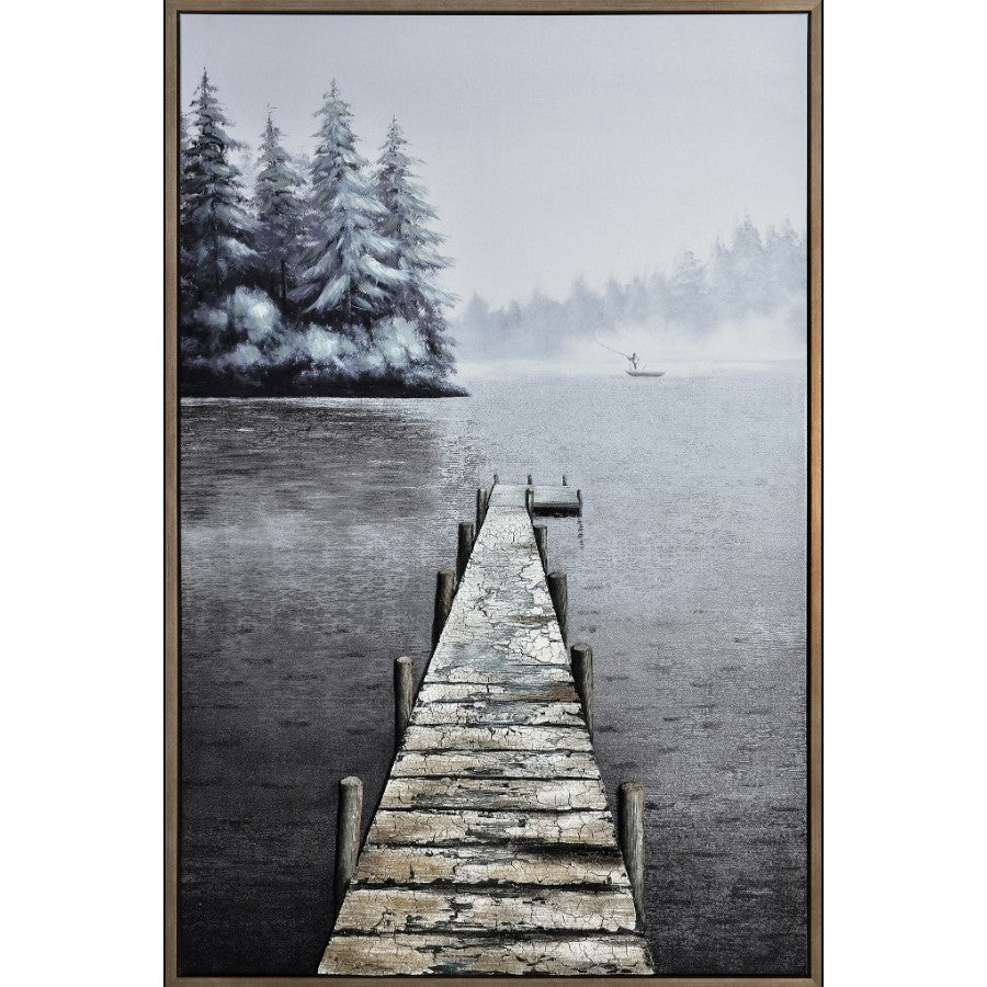 Neutral Pier Framed Canvas Art 39"W x 59"H