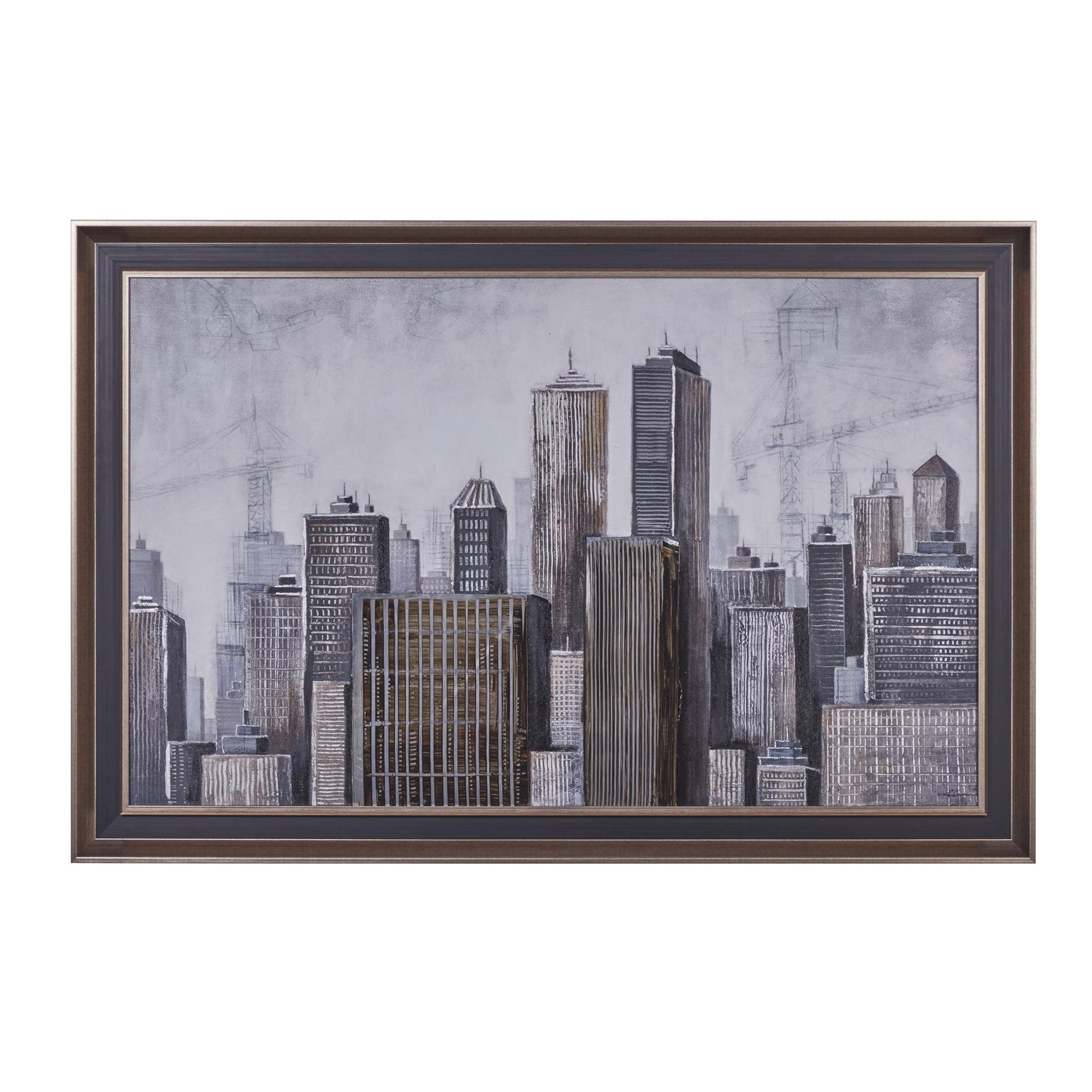 Skyline Hand Painted Framed Canvas Art 60"W x 40"H