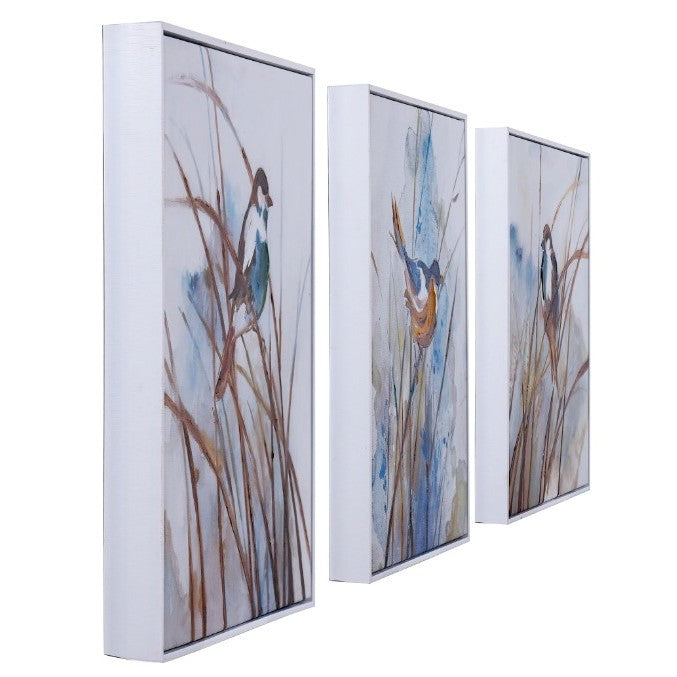 Set of 3 Birds Canvas Paintings 20"W x 20"H