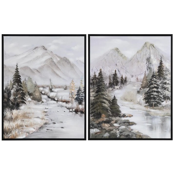Set of 2 Mountain River Framed Canvas 39"W x 49"H