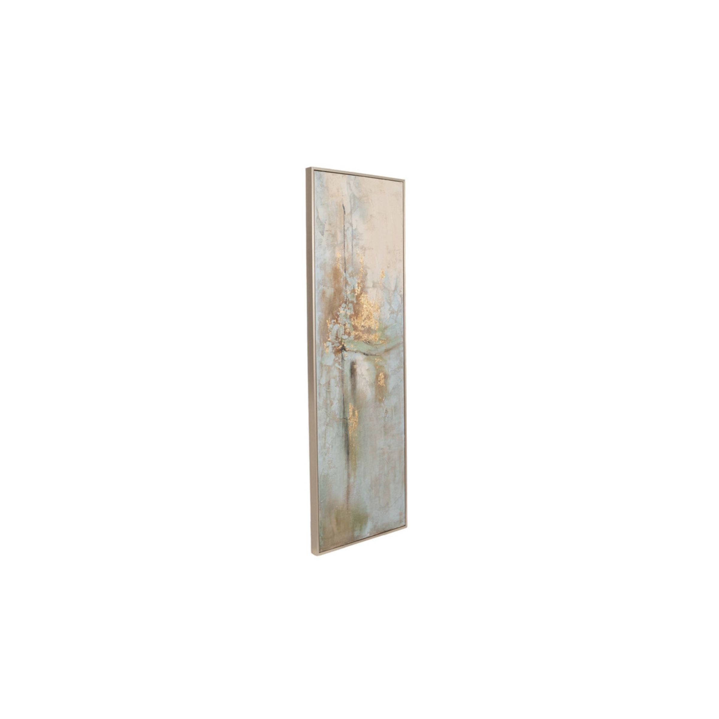Set of 2 Green and Gold Abstract Hand Painted Wall Art 22"W x 70"H