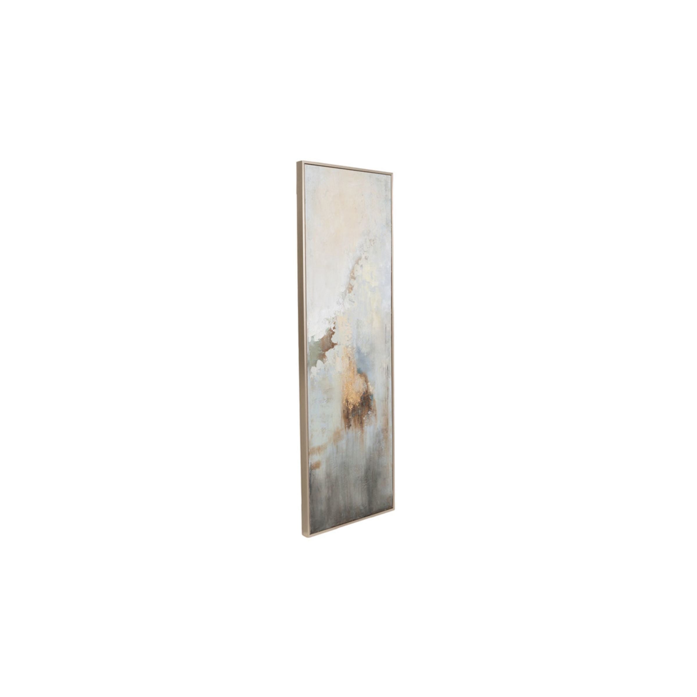 Set of 2 Green and Gold Abstract Hand Painted Wall Art 22"W x 70"H