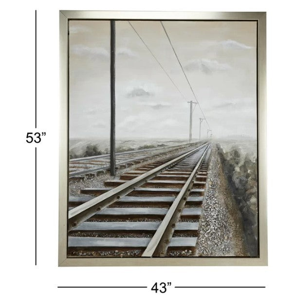 Train Track Canvas Art 43"W X 53"H
