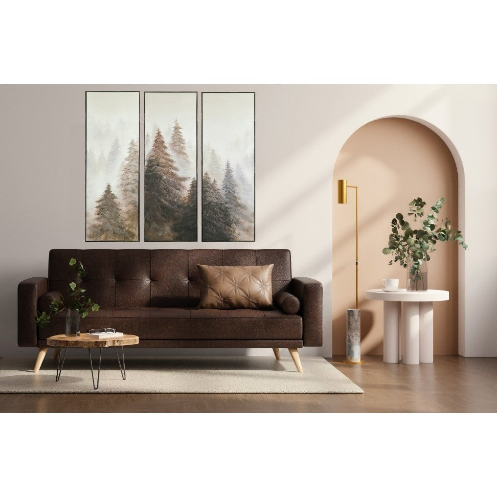 Set of 3 Brown Foggy Forest Hand Painted Art 20"W x 59"H