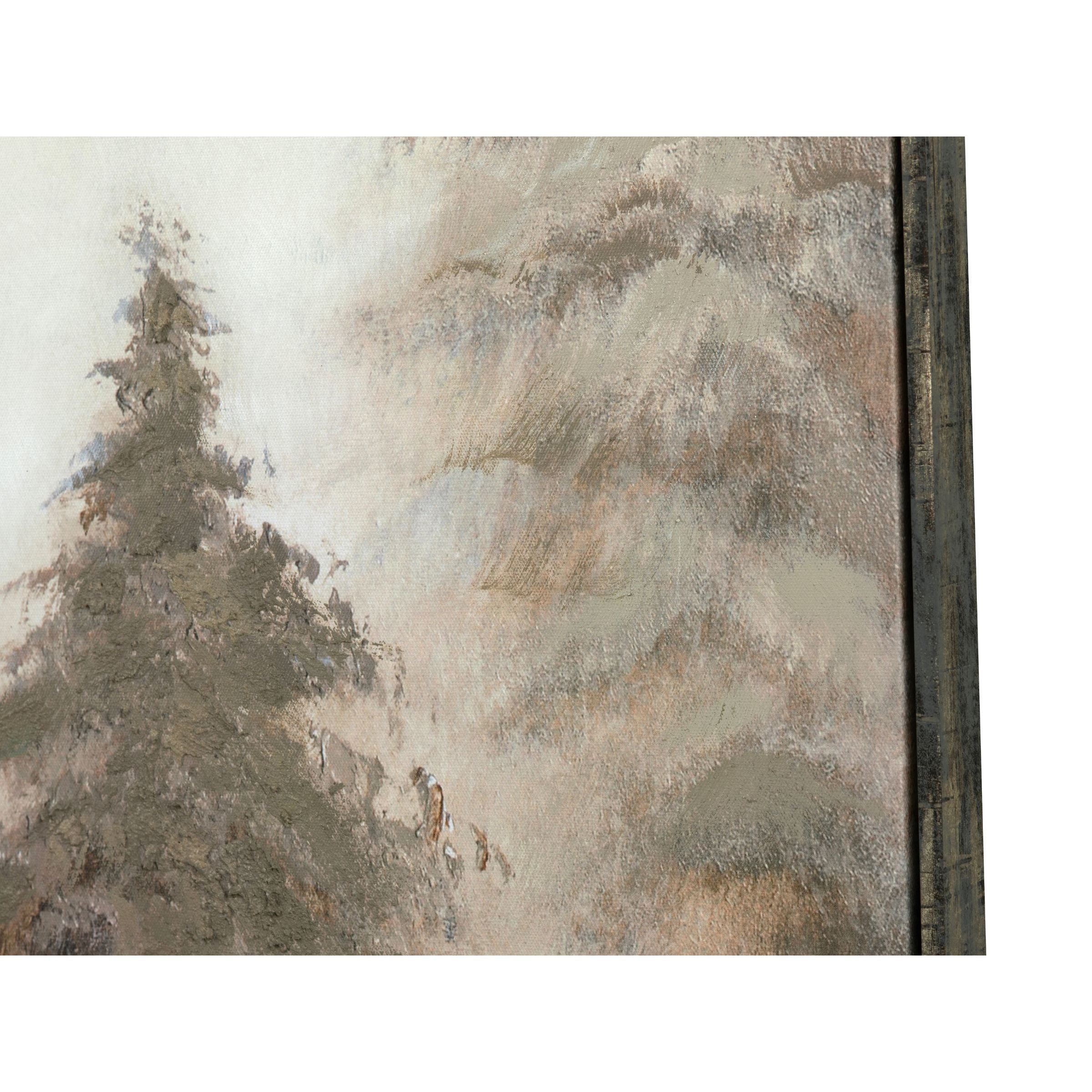 Set of 3 Brown Foggy Forest Hand Painted Art 20"W x 59"H