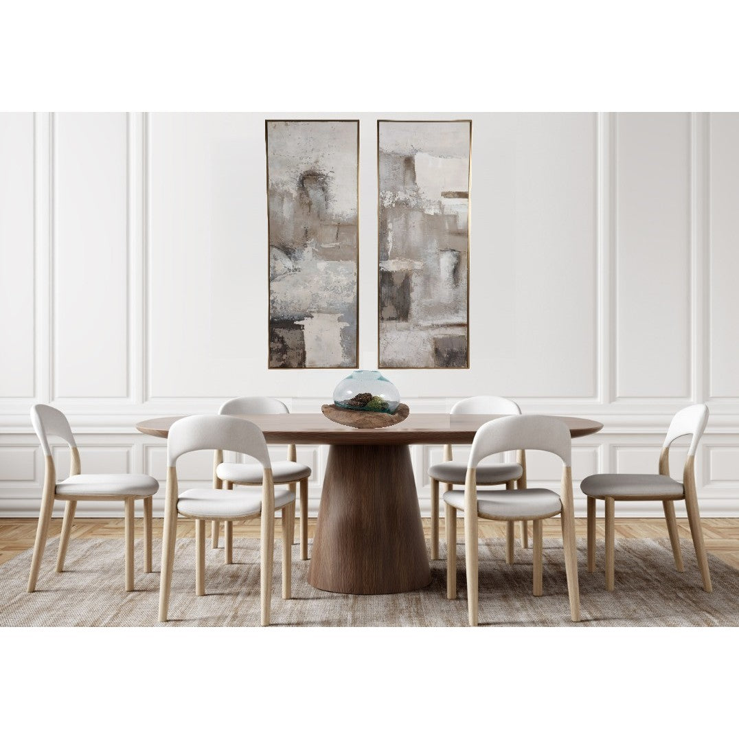 Set of 2 Tan and Brown Abstract Hand Painted Wall Art 22"W x 70"H