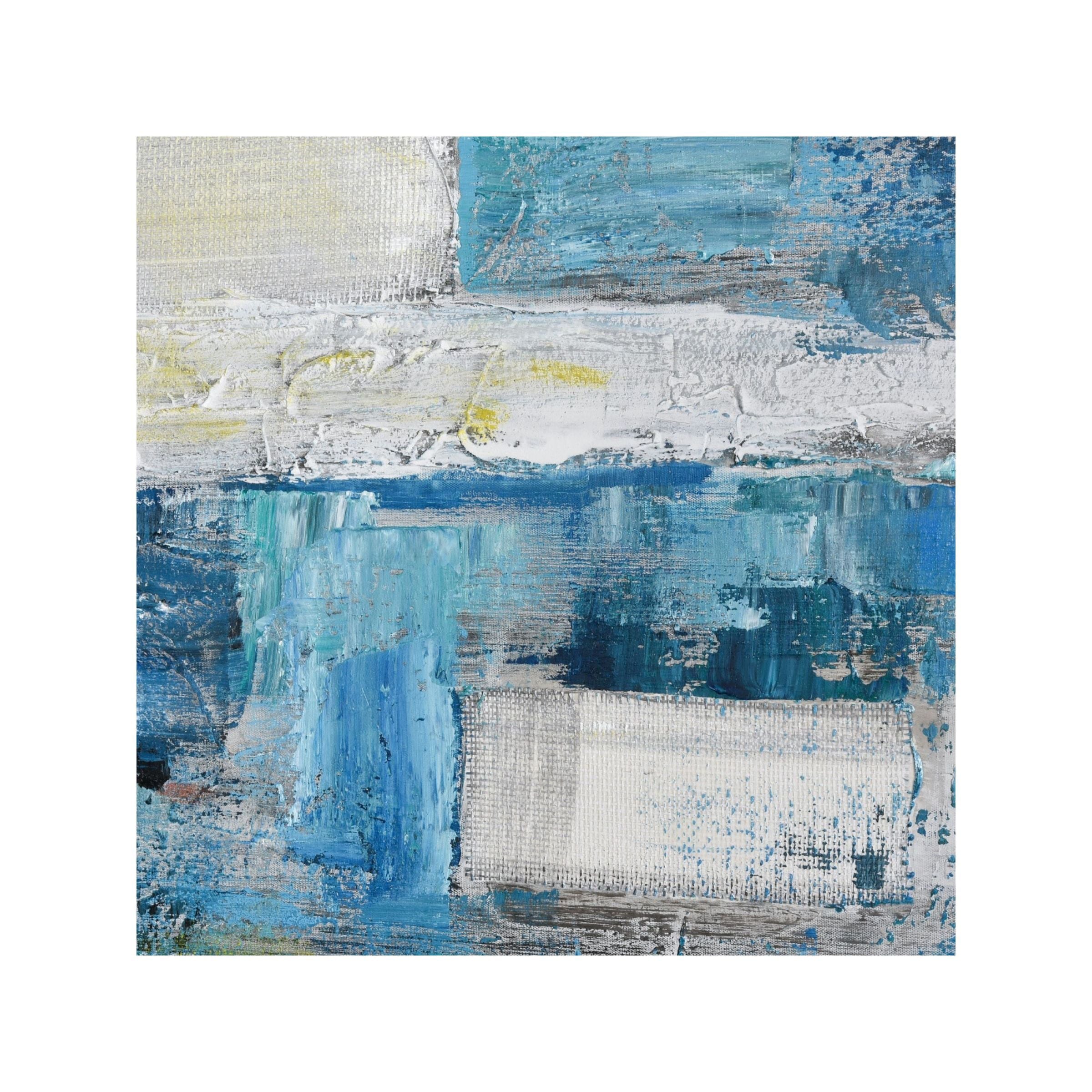 Set of 2 Blue Abstract Framed Art 61"W x 19"H