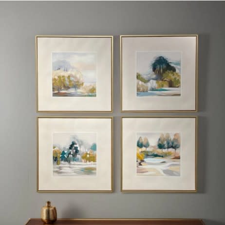 Set of 4 Landscapes Handfinished Framed Canvas 20"W x 20"H