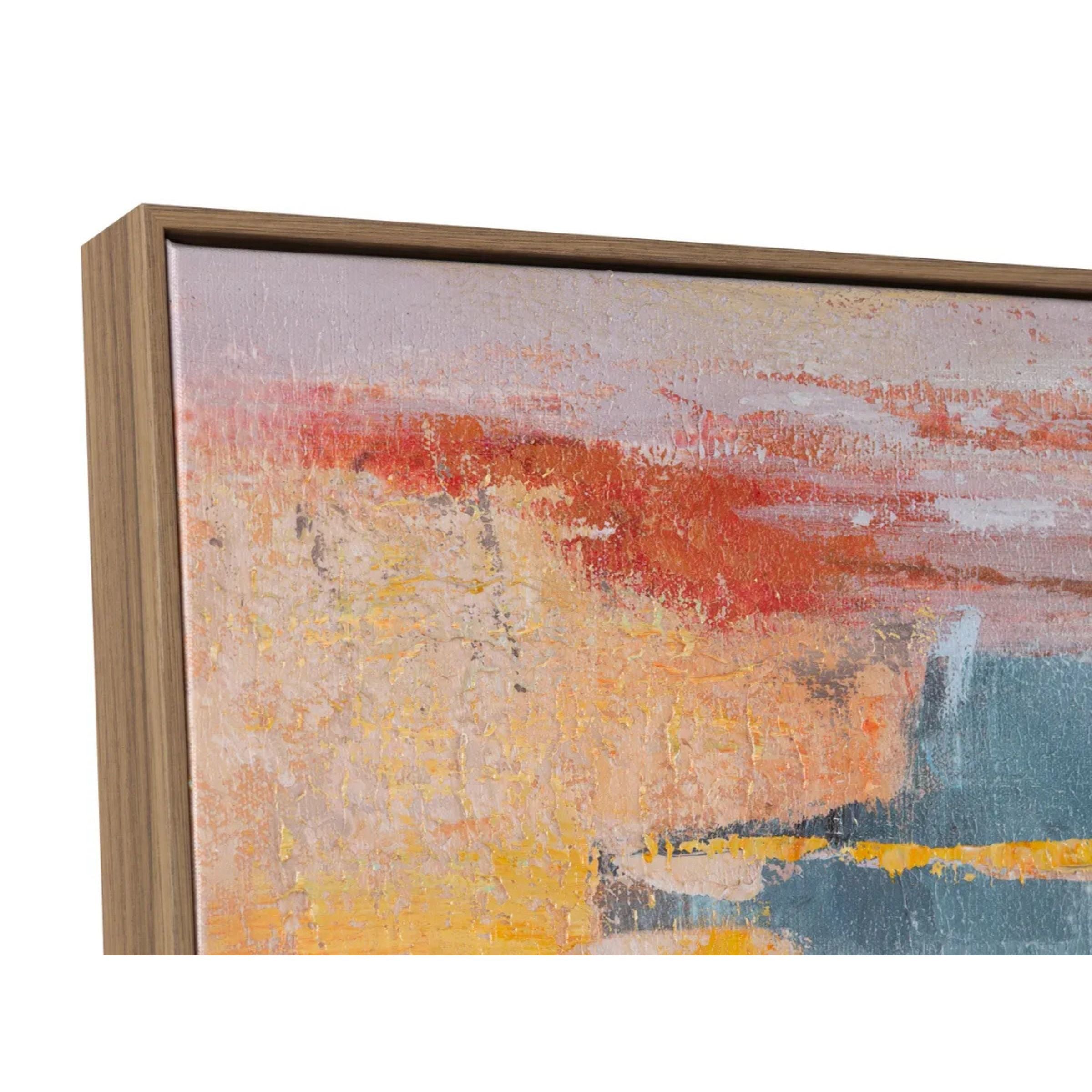 Set of 2 Multi Orange and Blue Hand Painted Canvases 30"W x 70"H
