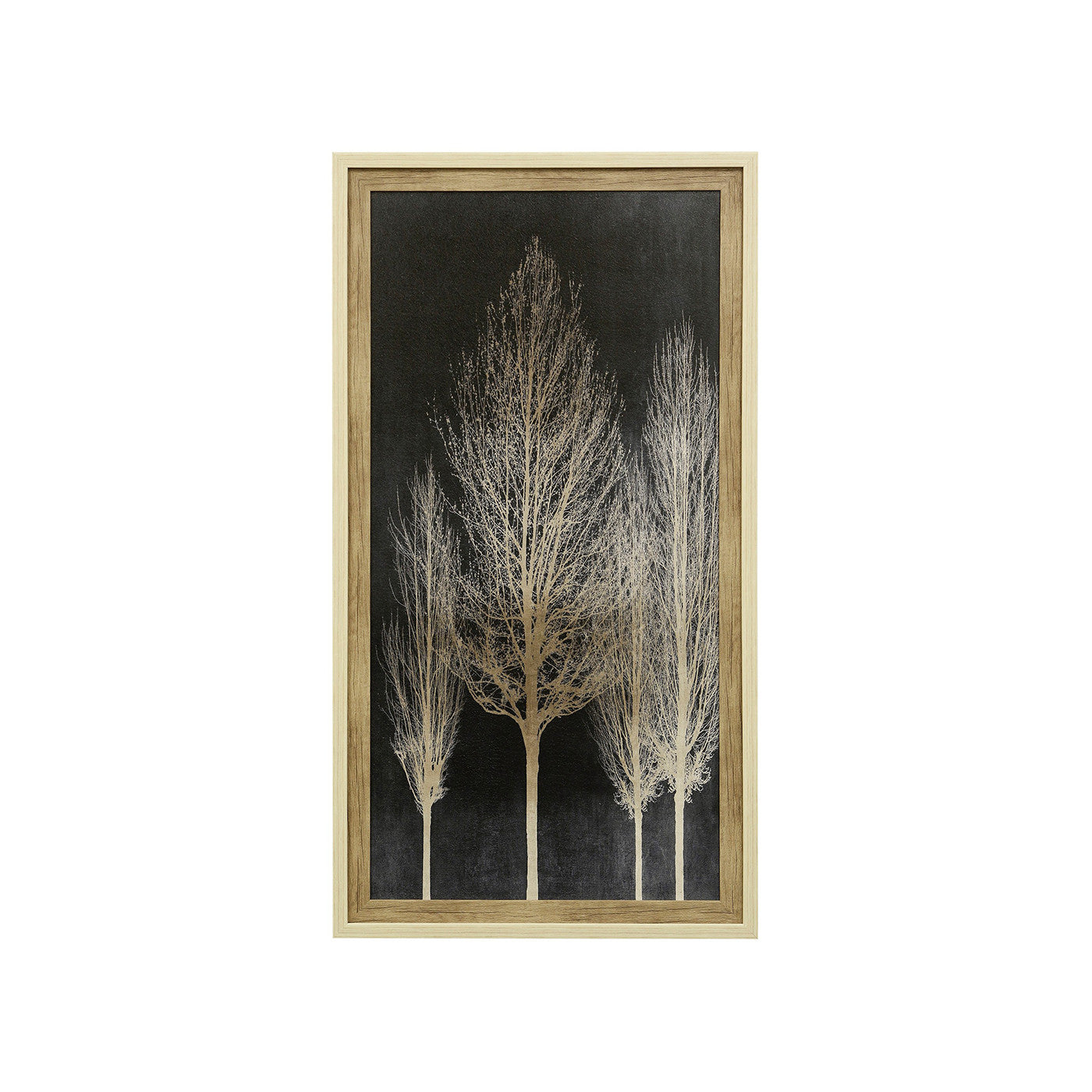 Ivory and Black Trees II Textured Framed Print 29"W x 53"H