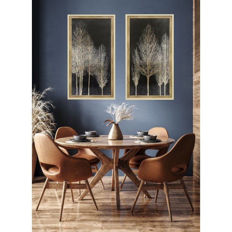 Ivory and Black Trees II Textured Framed Print 29"W x 53"H