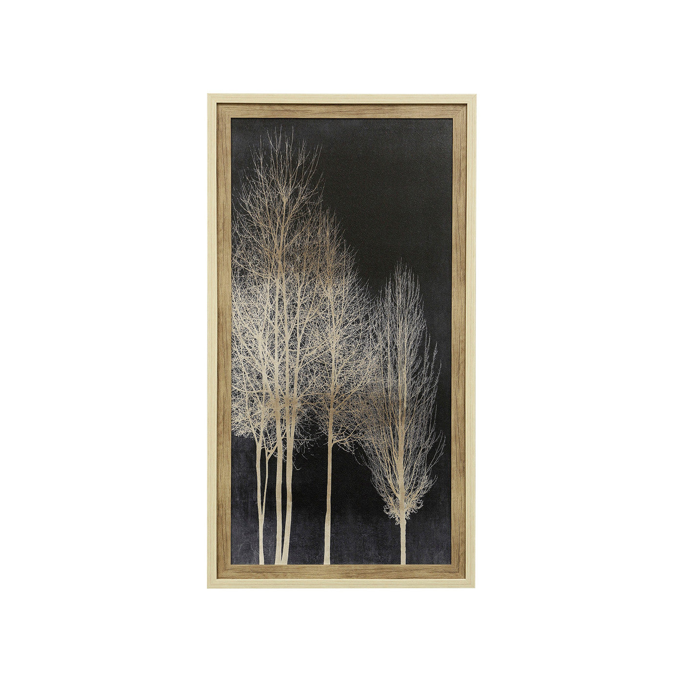 Ivory and Black Trees I Textured Framed Print 29"W x 53"H