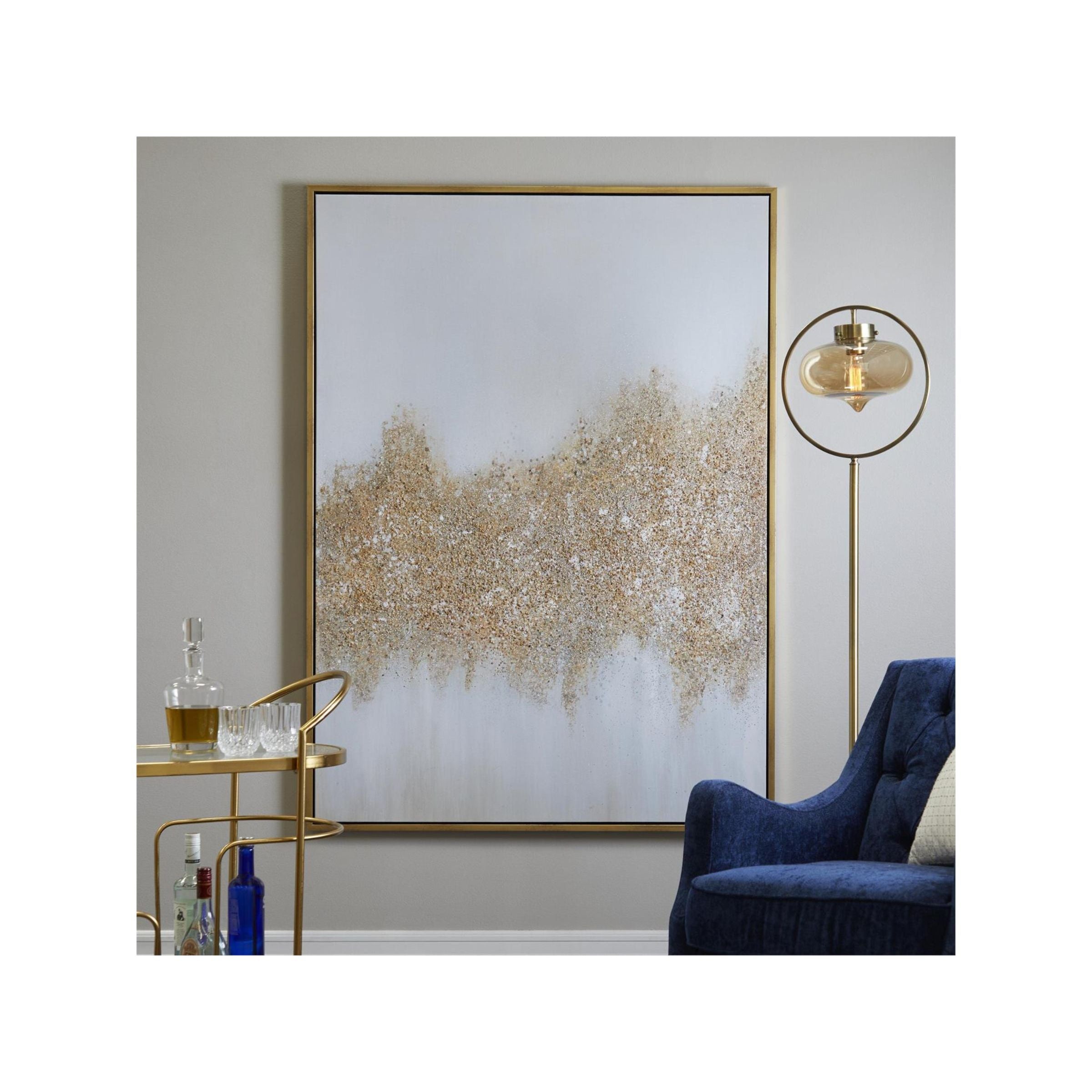 Gold Glam Abstract Framed Art 48"W x 65"H