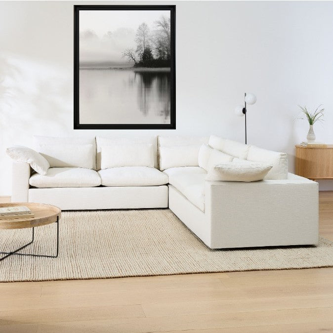 Black and White Foggy Lake Framed Print Under Glass 38.5"W x 50.5"H