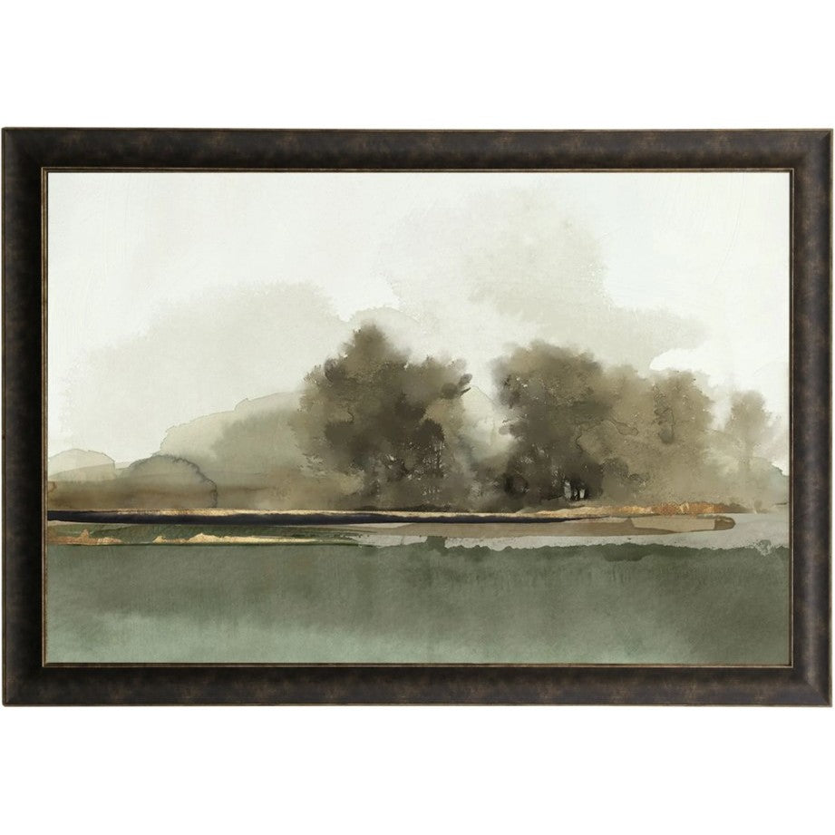 Textured Tan and Green Forest Framed Print 41"W x 29"H
