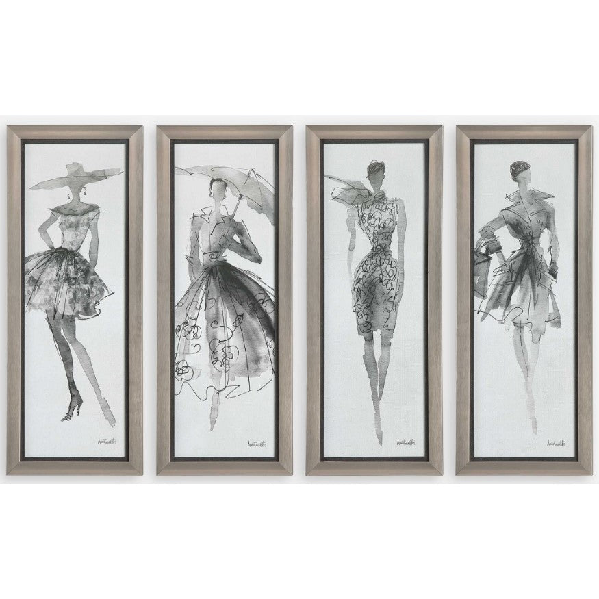 Set of 4 Fashion Sketchbook Wall Decor 16"W x 40"H