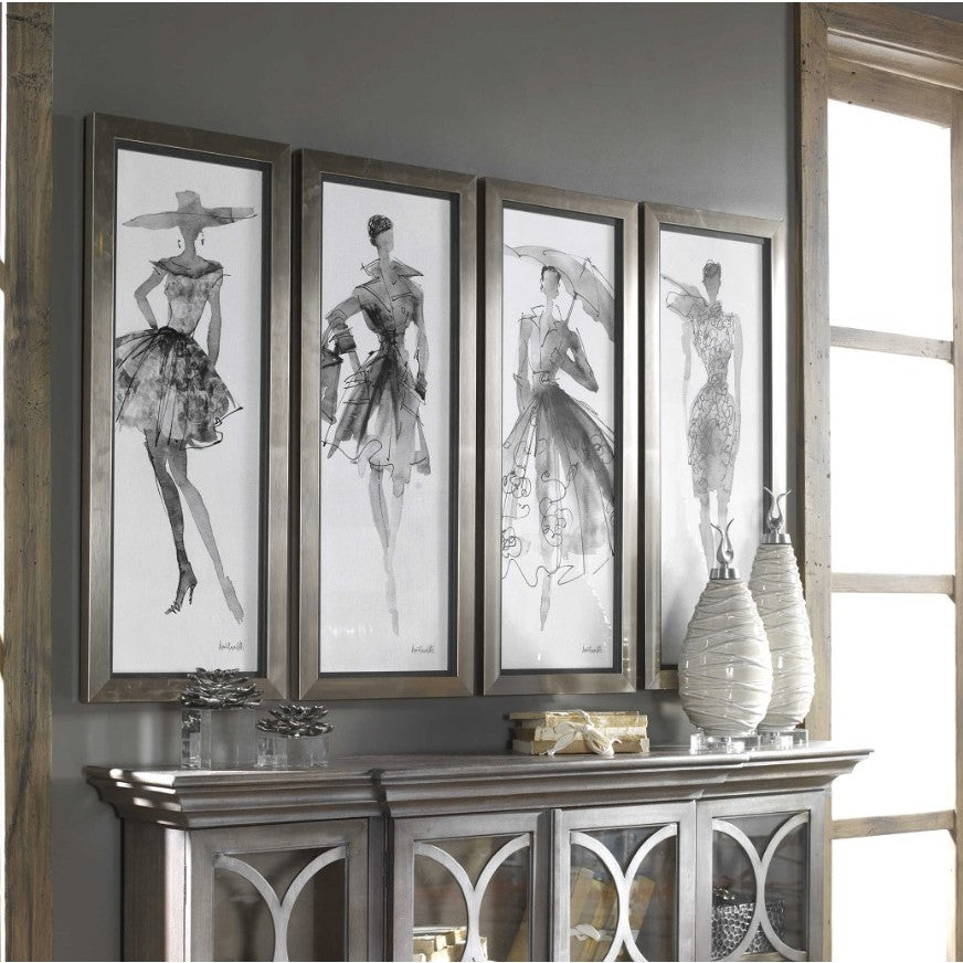 Set of 4 Fashion Sketchbook Wall Decor 16"W x 40"H