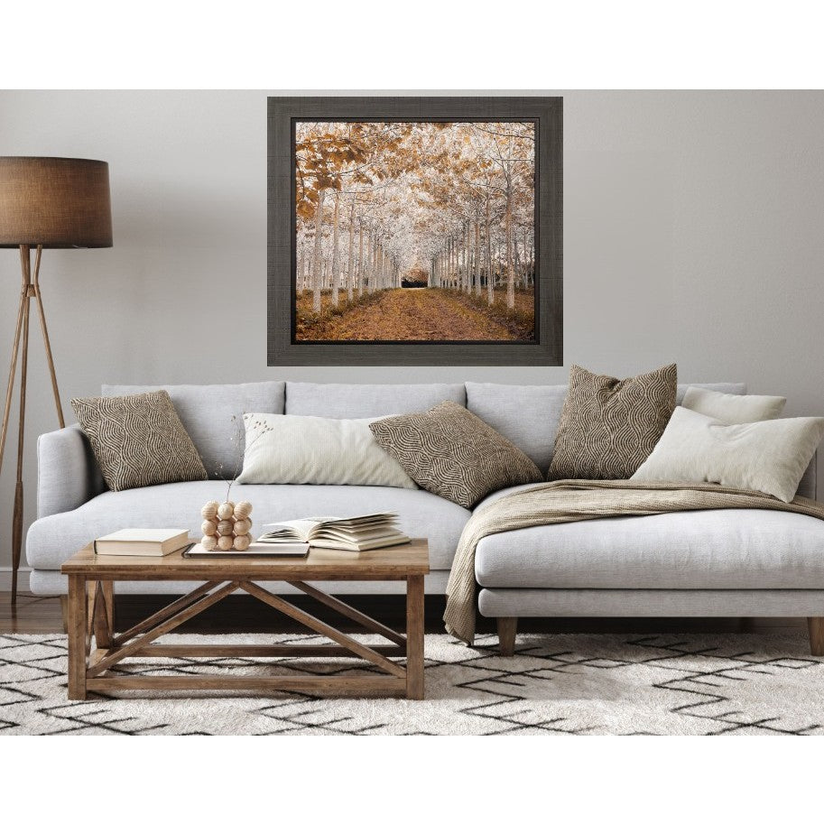 White and Gold Trees Framed Print 49"W x 49"H