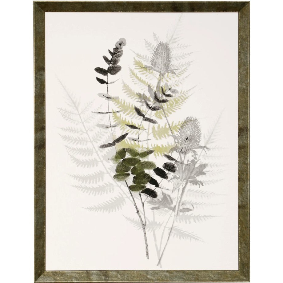 Green, Black, and Grey Foliage I Framed Print 20"W x 26"H