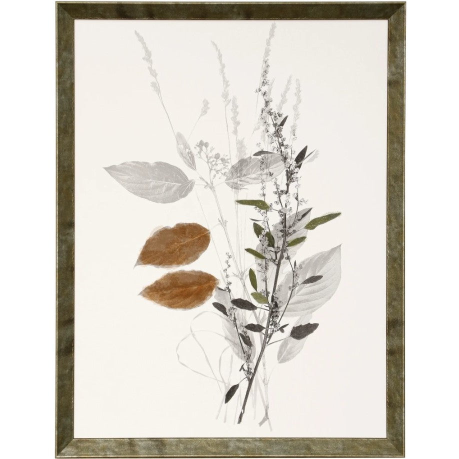 Brown, Green, and Grey Foliage III Framed Print 20"W x 26"H
