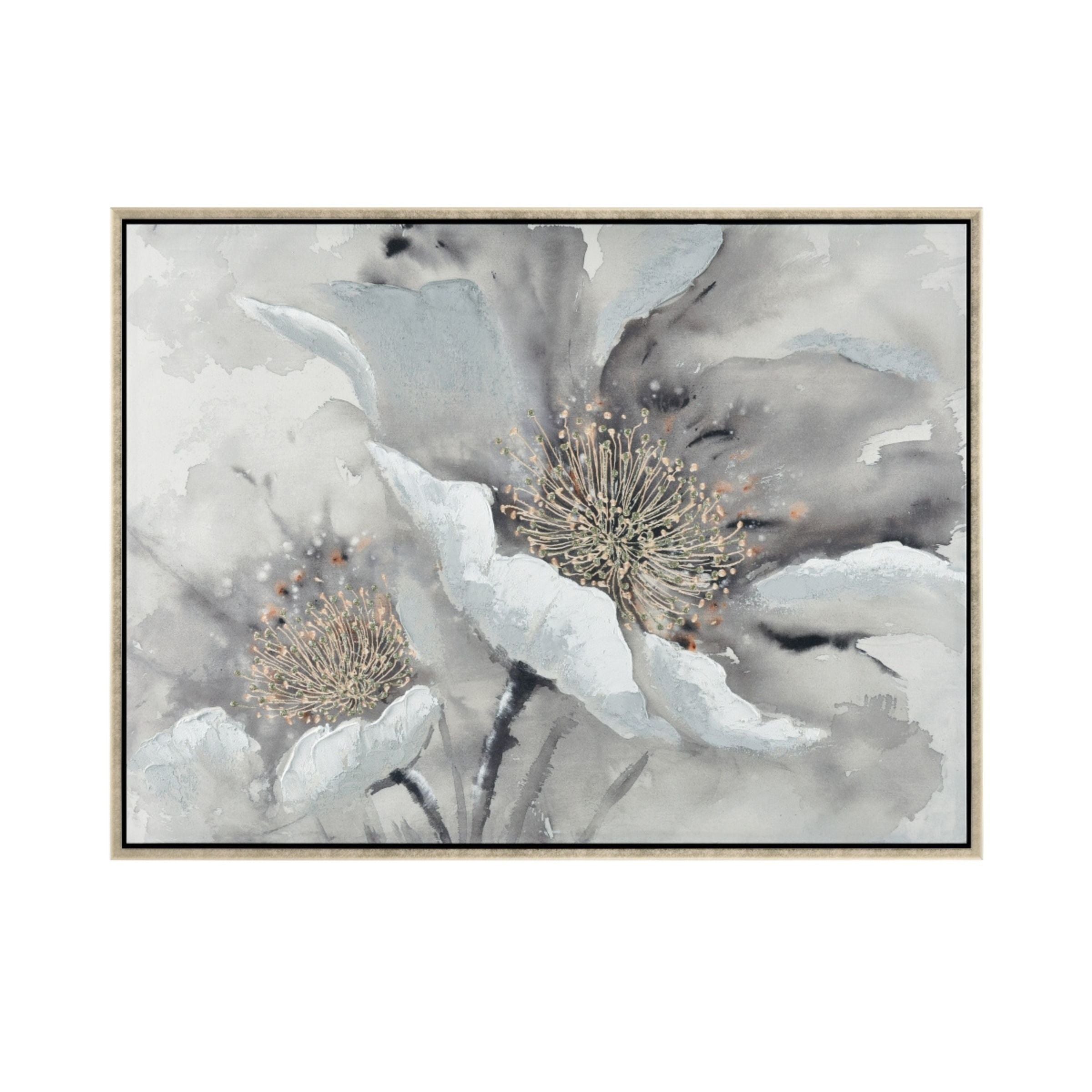 Grey Blooms Framed Wall Art 47"W x 35"H