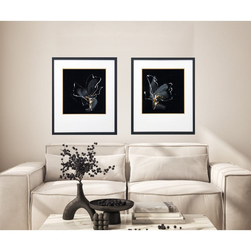 Black, White, and Gold Flower III Framed Print 30"W x 34"H