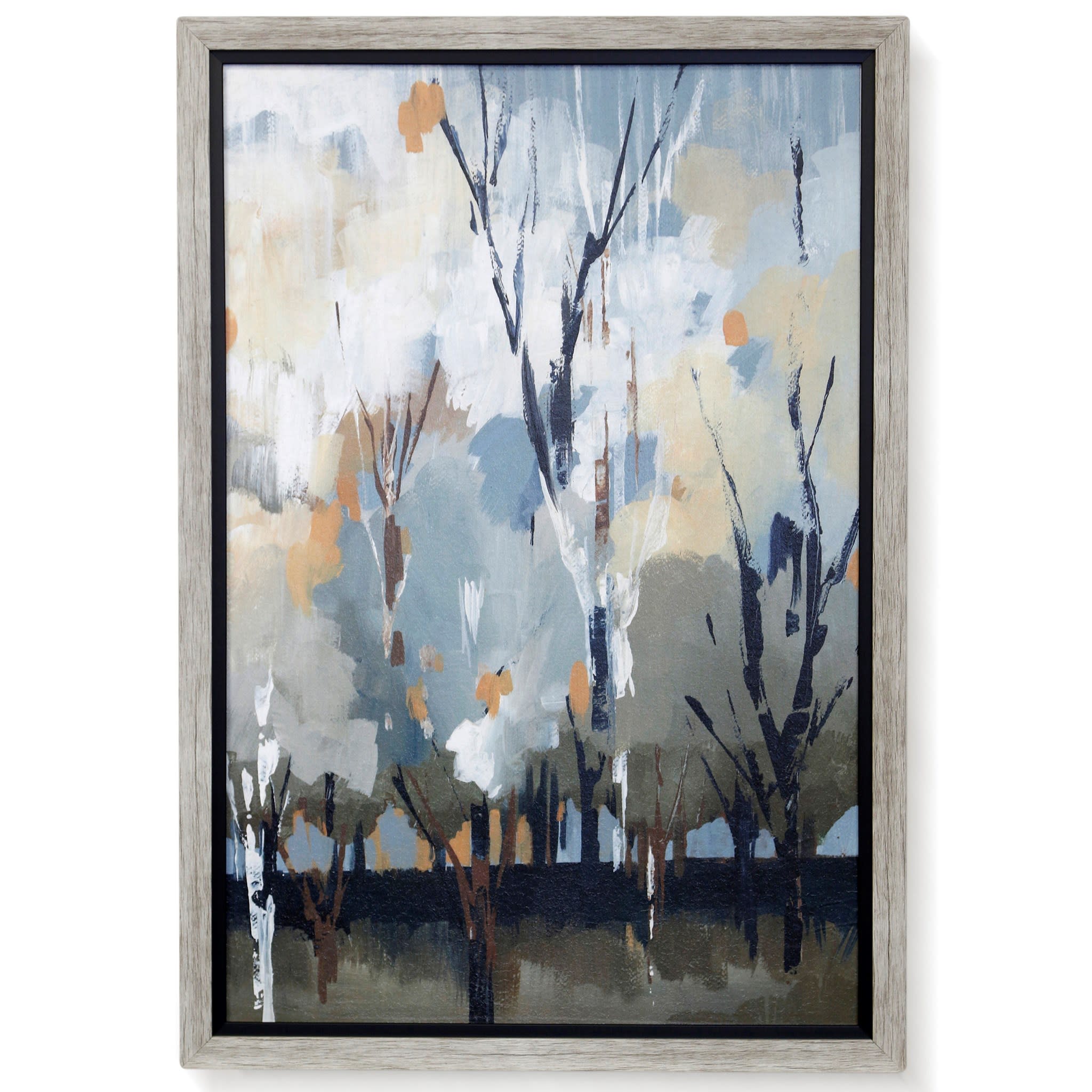 Brown, Black, and Blue Tree II Abstract Framed Print 27"W x 39"H