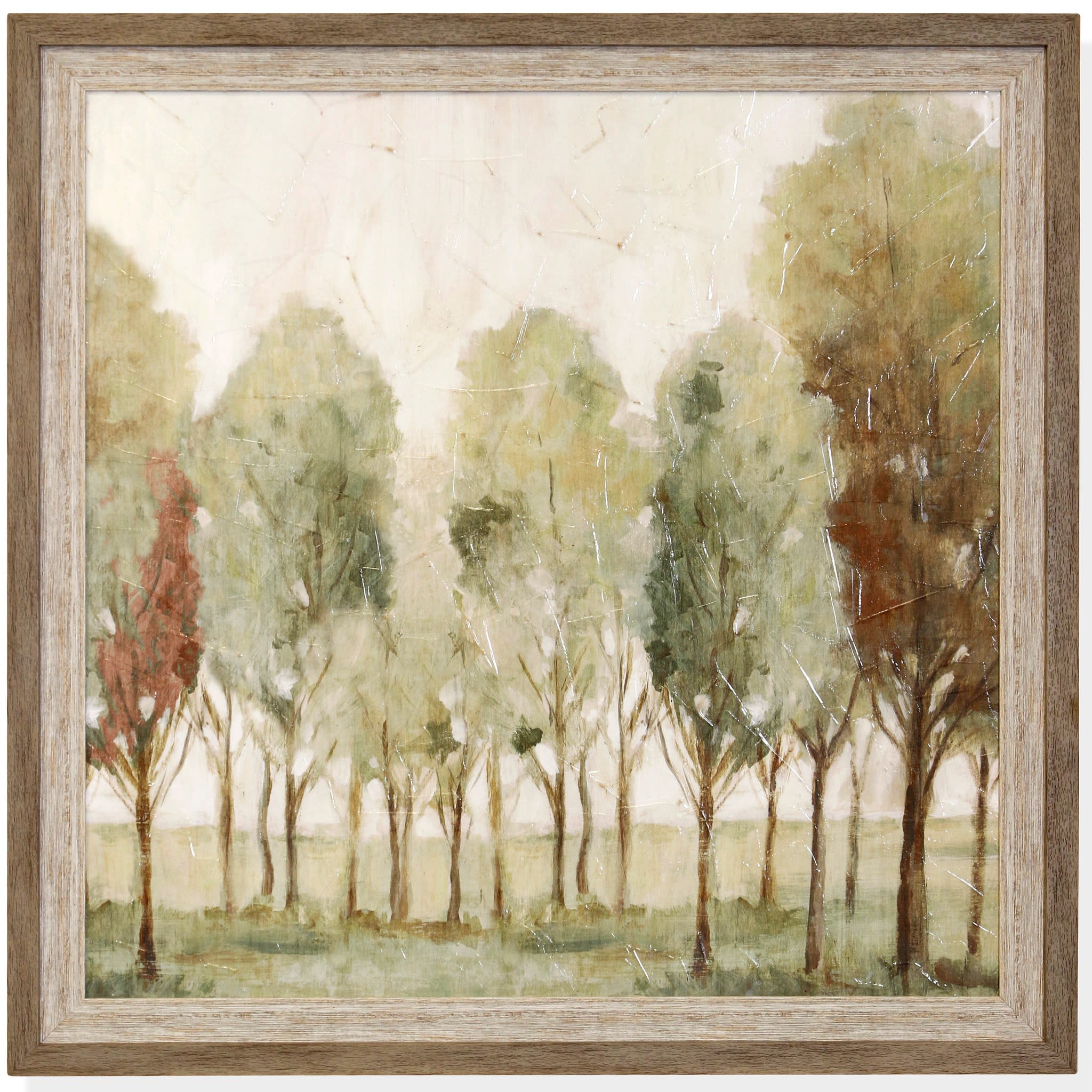 Green and Rust Trees Framed Print 41"W x 41"W
