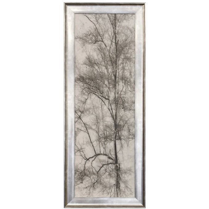 Grey and Cream Tree I Textured Framed Print 21"W x 53"H