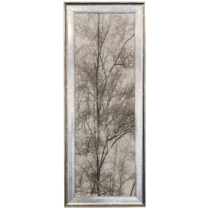 Grey and Cream Tree III Textured Framed Print 21"W x 53"H