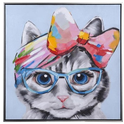 Kitty Framed Painting 24.5"W x 24.5"H