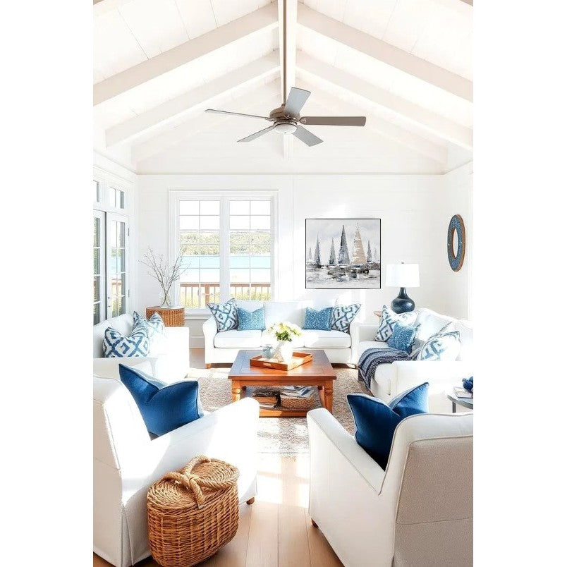 Blue and Grey Sailboats Framed Wall Art 40"W x 40"H